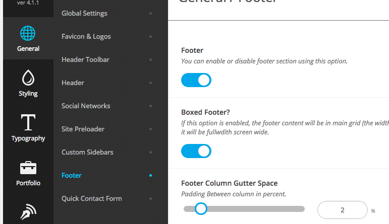 Standard Website - Footer Options