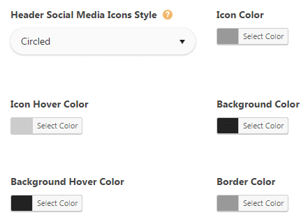 Header styling theme options - social networks style settings