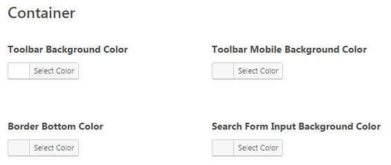 Header toolbar styling theme options - settings