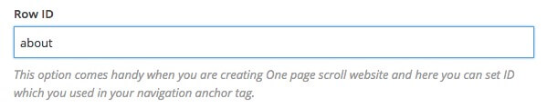 One Page website Row ID