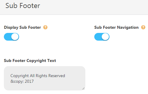 Theme options - sub footer options