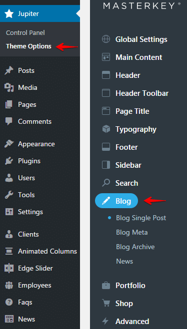 Blog typography - menu