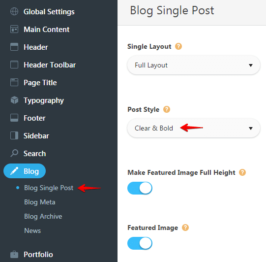 Clear and bold blog single post style - menu