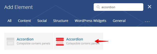 Accordion Shortcode - add element