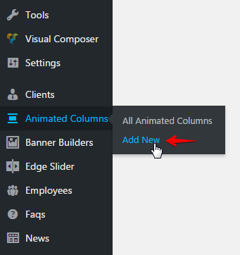 Animated Columns Shortcode - add new