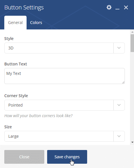 Adding content to footer - Button settings