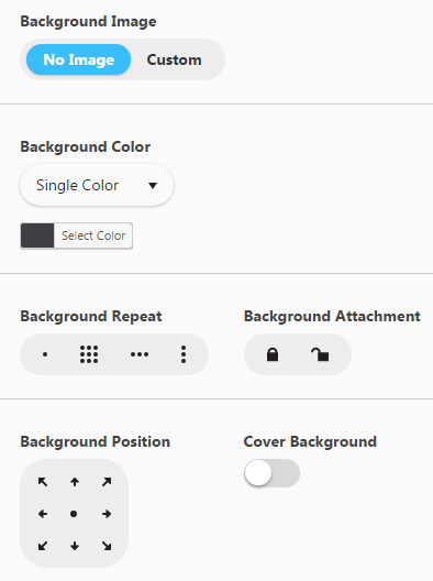 Configuring footer - Background settings