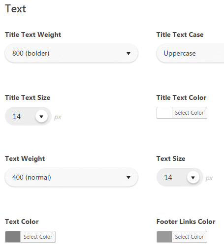 Configuring footer - Text settings
