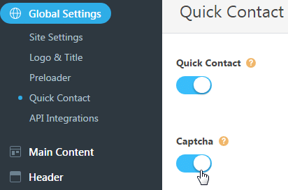 Configuring quick contact form - Captcha