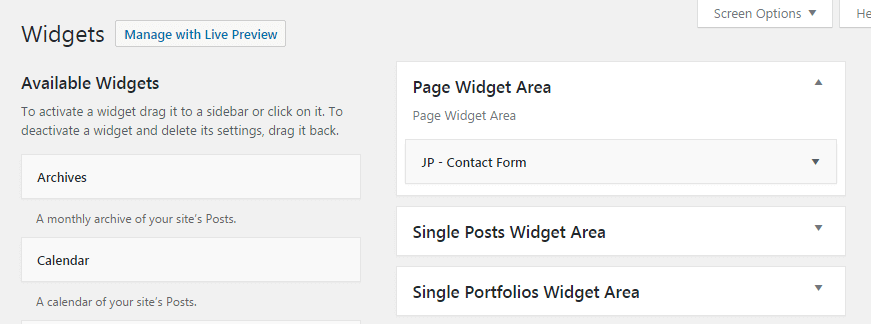 Contact info widget - widget area