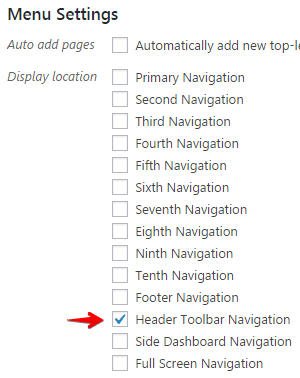 Configuring toolbar - Header toolbar navigation