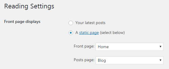 Displaying blog posts - Reading settings