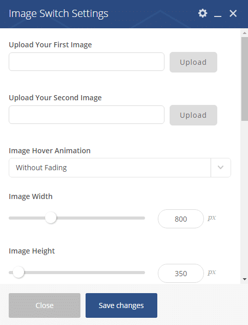 Image Switch shortcode - Image Switch settings