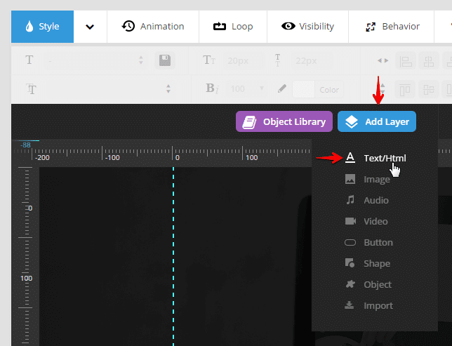 Inserting shortcodes into sliders - add layer button