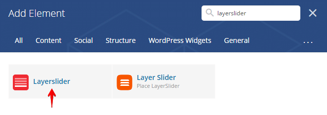 Layerslider shortcode - search