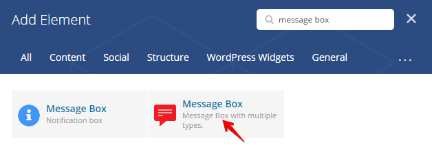 Message Box Shortcode - add element
