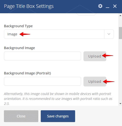 Page title box shortcode - background type image