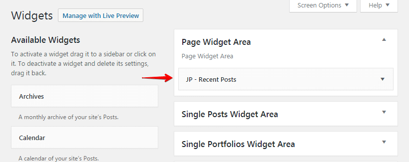 recent posts widget-widgets page