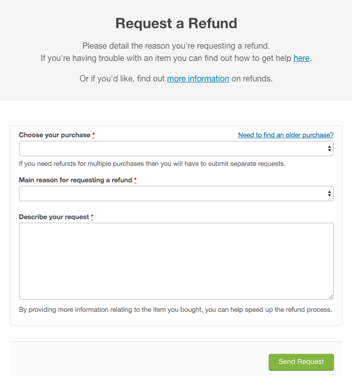 Getting a refund - ThemeForest refund request