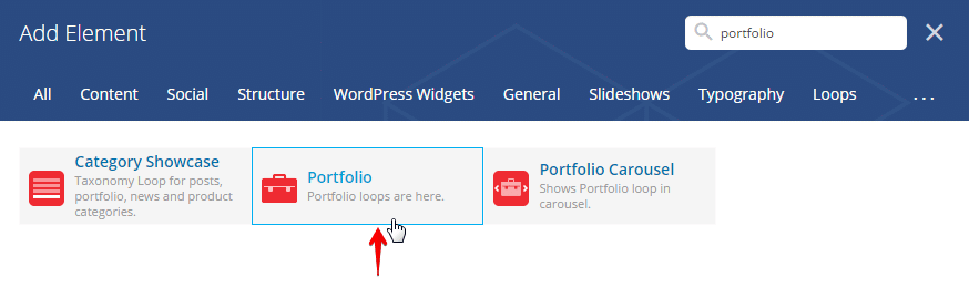 Displaying portfolio posts - Add element
