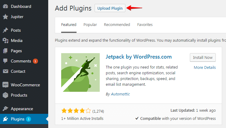 Installing plugins and add-ons - upload plugin