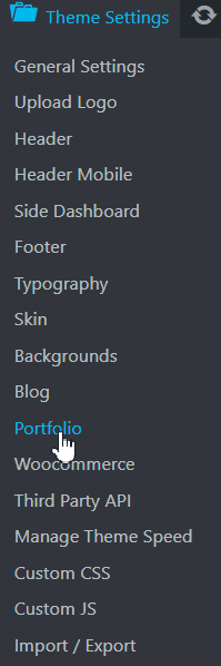 portfolio settings