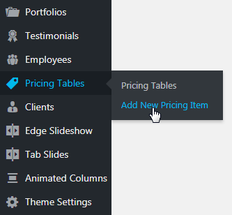 pricing table shortcode