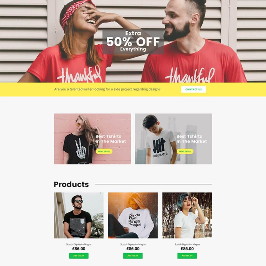 Free T-shirt Shop PSD Webpage Template Featured Image
