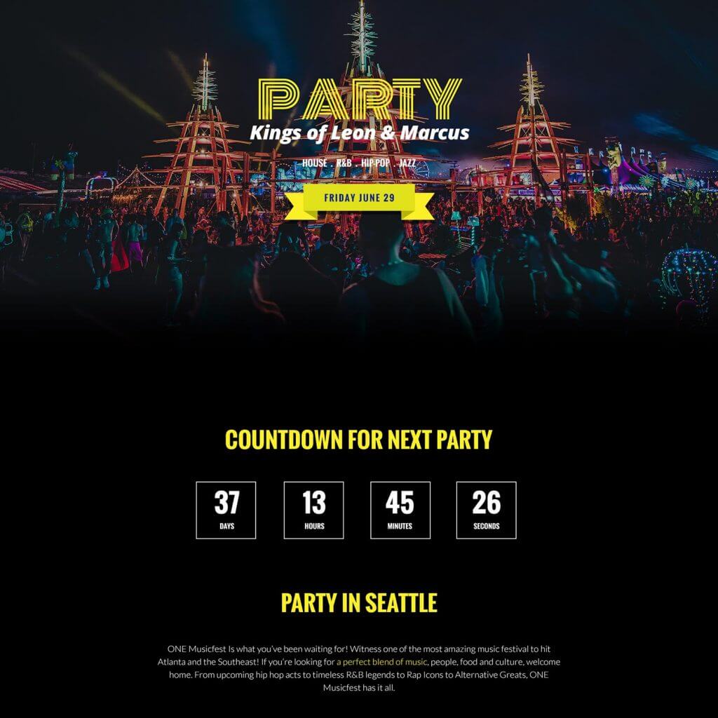 free PARTY website template Featured Image
