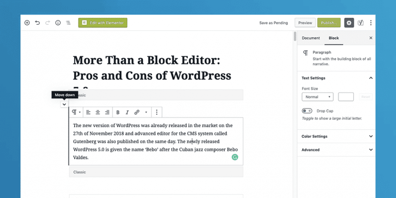 Pros and Cons of WordPress 5.0 Pro 1