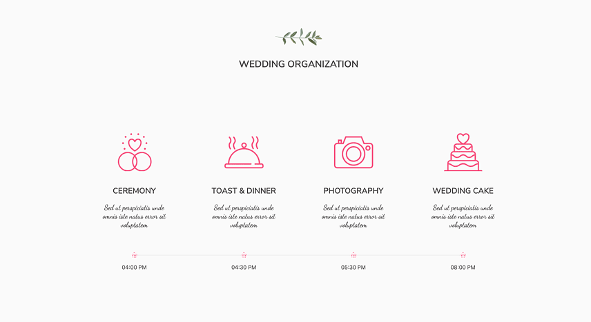 Elements for a wedding website- Horizontal timeline