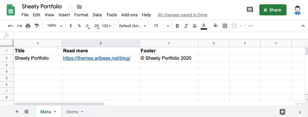create a website with Google Sheets