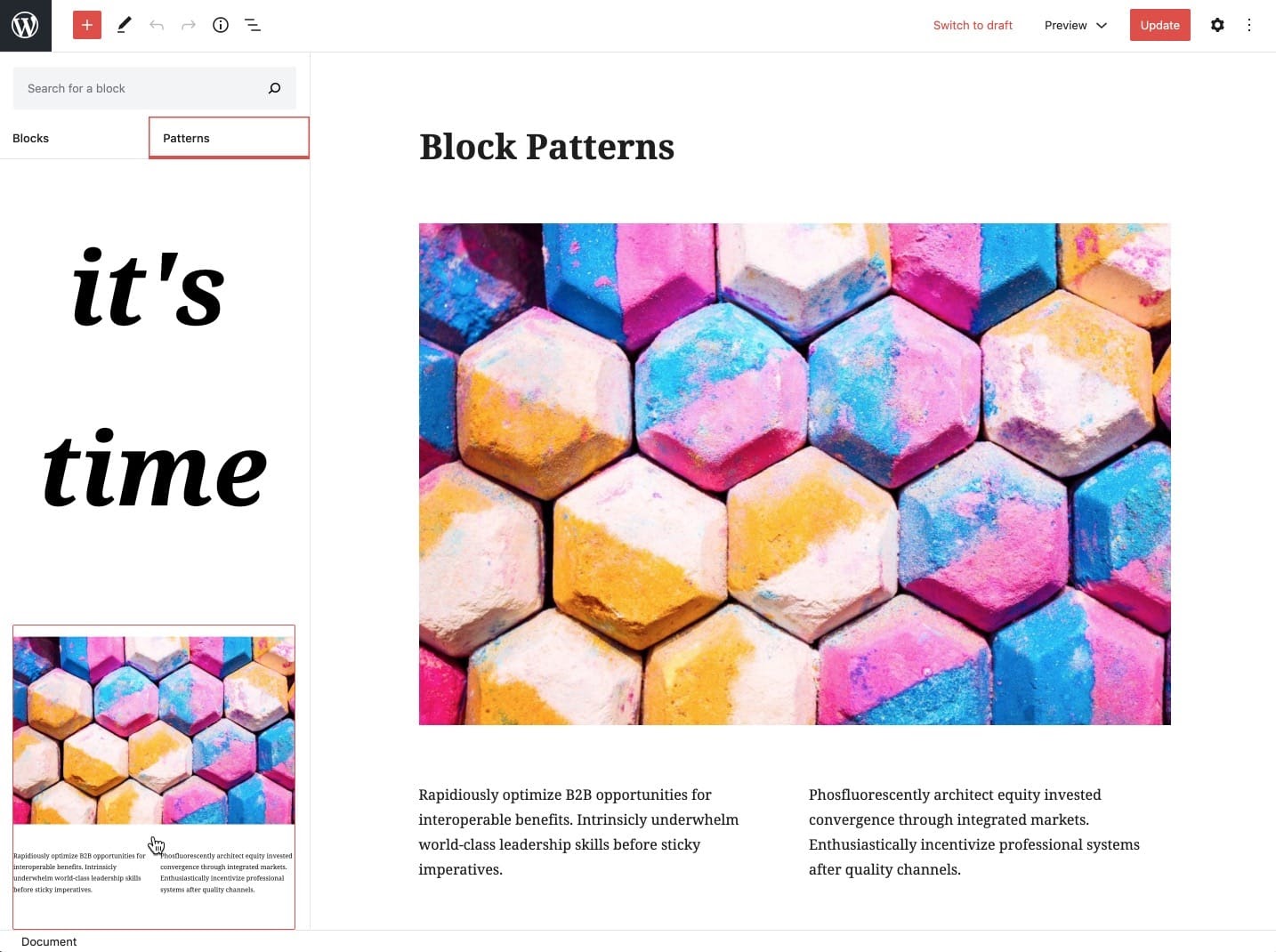 gutenberg block patterns