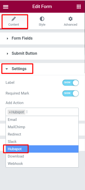 Use HubSpot with Jupiter X - raven form settings