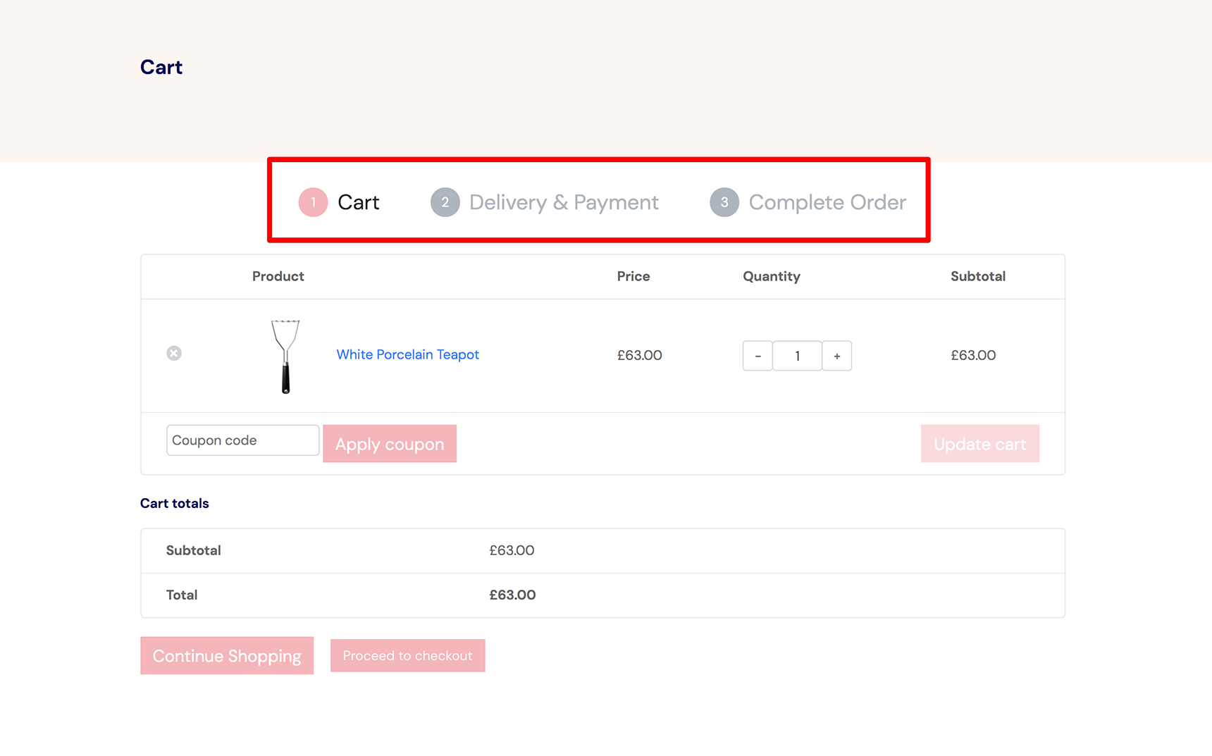 WooCommerce store with Elementor - customize cart